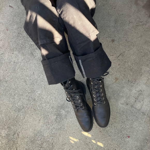 Chippewa boots made in USA black lace up combat 8" leather lacers 7 avant garde - Picture 4 of 14